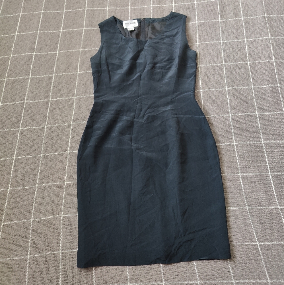 Vtg 90s Hugo Buscati Milano Silk Sheath Mini Dress